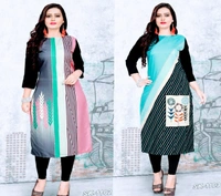 Stylolook Digital Printed American Crepe Kurtyd Combo Of 2 - Multicolour, All