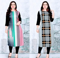 Stylolook Digital Printed American Crepe Kurtyd Combo Of 2 - Multicolour, All