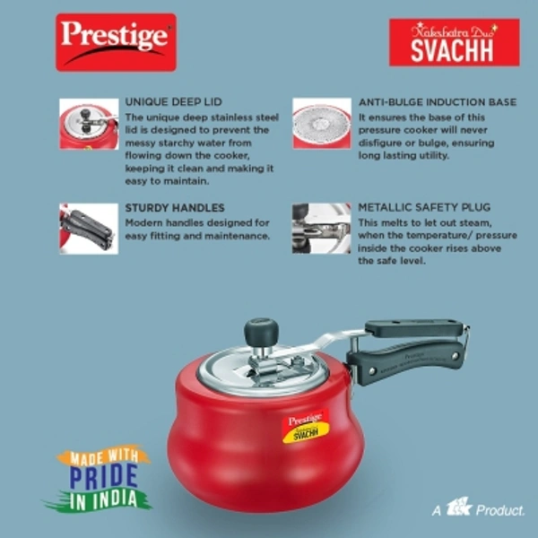 Prestige Naksara Stylo Pressure Cooke - Red, Free