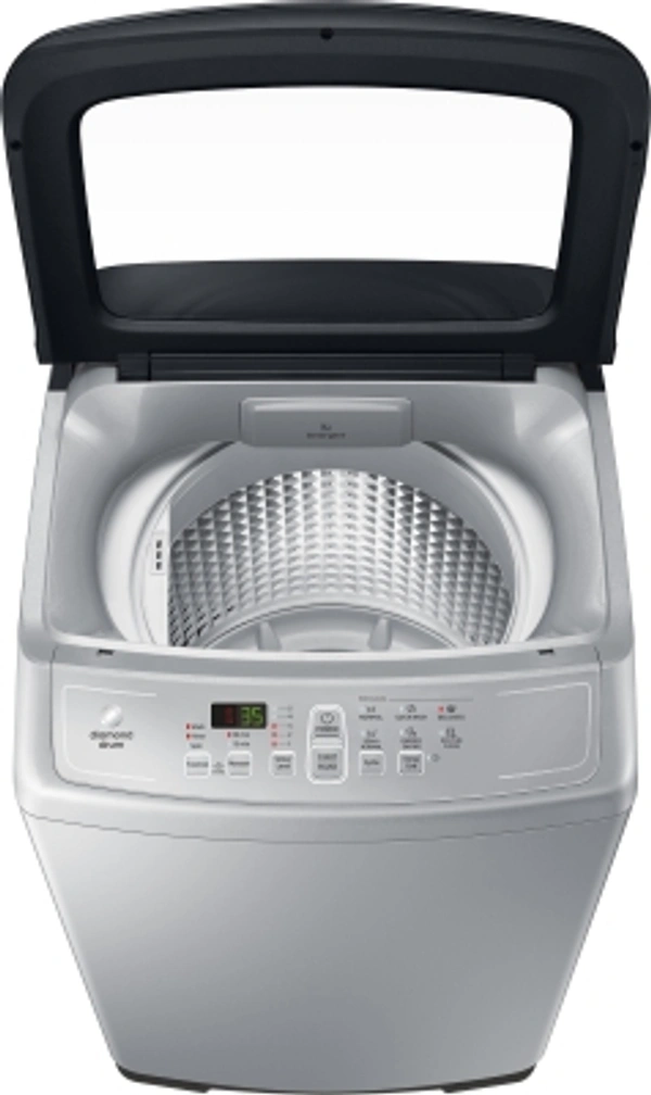 Samsung SAMSUNG 6.5 kg Diamond Drum feature Fully Automatic Top Load SilverColor: Imperial Silver, Silver, Sparkling Grey, Imperial SilverCapacity: 6.2 kg, 6.5 kg, 7 kg, 7.5 kgStar Rating: 3, Non-RatedFully Automatic Top Load Washing Machines are ergonomically friendly and provide great wash quality680 rpm  : Higher the spin speed, lower the drying time3 Star Rating6.5 kg10 Days Replacemen - white, standered
