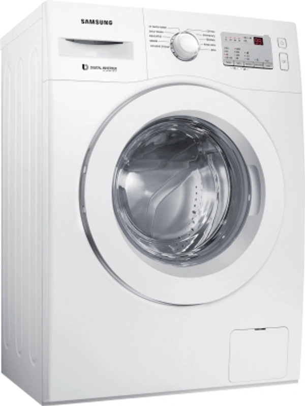 Samsung6 Kg SAMSUNG 6 kg 5 Star Inverter with Hygiene Steam Fully Automatic Front Load with In-built Heater WhiteColor: DA Silver, WhiteFully Automatic Front Load Washing Machines have Great Wash Quality with very less running cost1000 rpm  : Higher the spin speed, lower the drying time5 Star Rating6 kg10 Days Replacement Policy, No questions asked. - white, standered