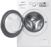 Samsung6 Kg SAMSUNG 6 kg 5 Star Inverter with Hygiene Steam Fully Automatic Front Load with In-built Heater WhiteColor: DA Silver, WhiteFully Automatic Front Load Washing Machines have Great Wash Quality with very less running cost1000 rpm  : Higher the spin speed, lower the drying time5 Star Rating6 kg10 Days Replacement Policy, No questions asked. - white, standered