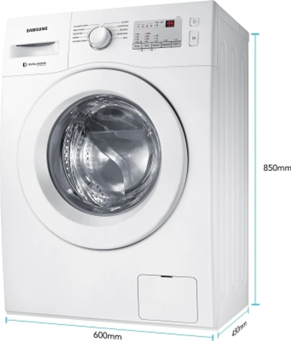 Samsung6 Kg SAMSUNG 6 kg 5 Star Inverter with Hygiene Steam Fully Automatic Front Load with In-built Heater WhiteColor: DA Silver, WhiteFully Automatic Front Load Washing Machines have Great Wash Quality with very less running cost1000 rpm  : Higher the spin speed, lower the drying time5 Star Rating6 kg10 Days Replacement Policy, No questions asked. - white, standered