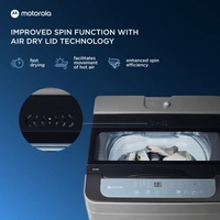 Motorola 6KG MOTOROLA 6 kg 5 Star Fully Automatic Top Load GreyCapacity: 6 kg, 6.5 kg, 7.5 kg, 8 kg, 10.5 kgConnectivity: Non-WiFi, WiFi EnabledFully Automatic Top Load Washing Machines are ergonomically friendly and provide great wash quality700 rpm  : Higher the spin speed, lower the drying timeNumber of wash programs - 85 Star Rating6 kg10 Days Replacement Policy, No questions asked. - light Grey, standered