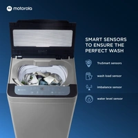 Motorola 6KG MOTOROLA 6 kg 5 Star Fully Automatic Top Load GreyCapacity: 6 kg, 6.5 kg, 7.5 kg, 8 kg, 10.5 kgConnectivity: Non-WiFi, WiFi EnabledFully Automatic Top Load Washing Machines are ergonomically friendly and provide great wash quality700 rpm  : Higher the spin speed, lower the drying timeNumber of wash programs - 85 Star Rating6 kg10 Days Replacement Policy, No questions asked. - light Grey, standered