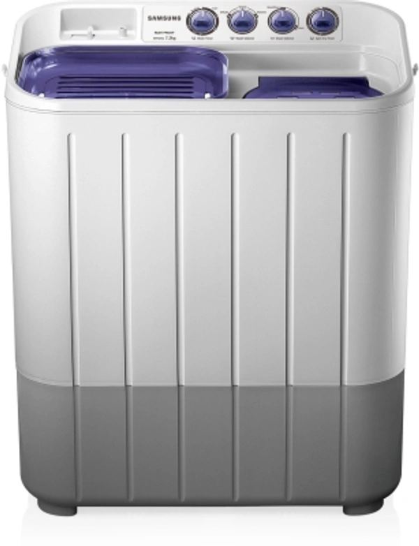 Samsung7.2 Kg SAMSUNG 7.2 kg with Double Storm Technology Semi Automatic Top Load WhiteColor: DA White, Light Grey, VIOLET, WhiteCapacity: 6 kg, 6.5 kg, 7.2 kg, 8.5 kgStar Rating: 5, Non-RatedSemi Automatic Top Load740 rpm  : Higher the spin speed, lower the drying time7.2 kg10 Days Replacement Policy, No questions asked. - white, standered