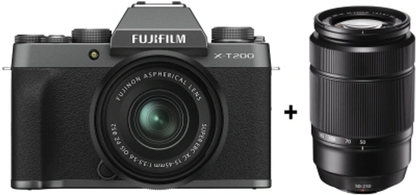 Fujifilm X Series FUJIFILM X Series X-T200 Mirrorless Camera Body with 15-45 mm + 50-230 mm Dual Lens KitVariant: Body with 15-45 mm + 50-230 mm Dual Lens Kit, Body with 15-45 mm LensColor: Black, Black, Grey, Gold, Grey, SilverEffective Pixels: 24.2 MPSensor Type: CMOSWiFi Available4K7 Days Replacement Policy, No questions asked.Hurry, Only 6 left! - Black, standered