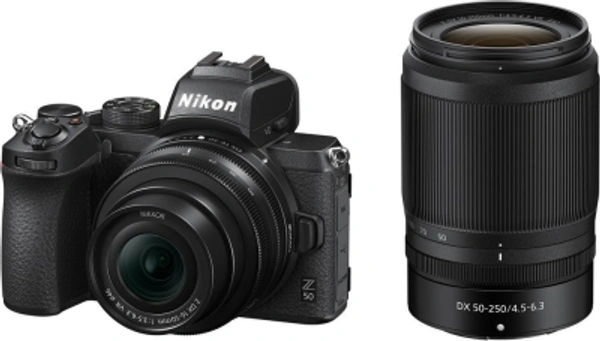 Nikon Z50 NIKON Z 50 Mirrorless Camera Body with 16-50mm & 50-250mm LensesVariant: Body with 16-50mm & 50-250mm Lenses, Body with 16-50mm LensEffective Pixels: 20.9 MPSensor Type: CMOSWiFi AvailableUHD 4K7 Days Replacement Policy, No questions asked.Hurry, Only 7 left! - Black, standered