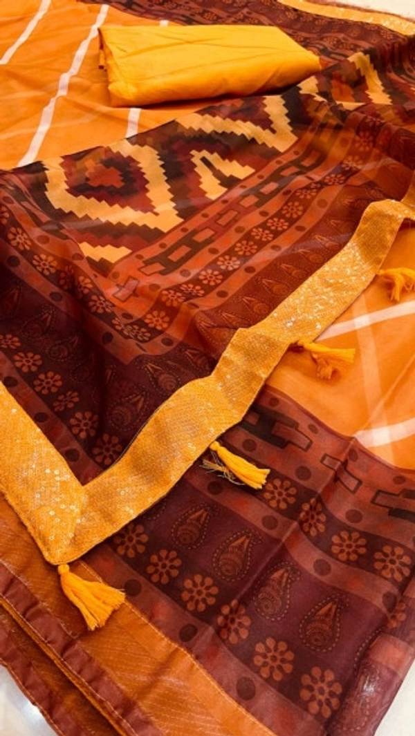 Charmlook Online Payment 🌹 Partyware Saree - Multicoulor, Free