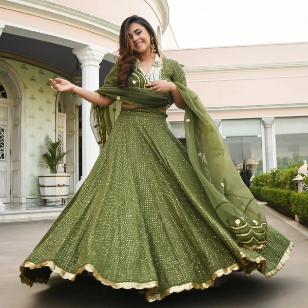 Stylolook Online Payment 🌹 Partyware Lehanga Cholli - Light Green, Free