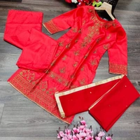 Charmlook Online Payment 🌹 Kurty With Plazo - Red, Free
