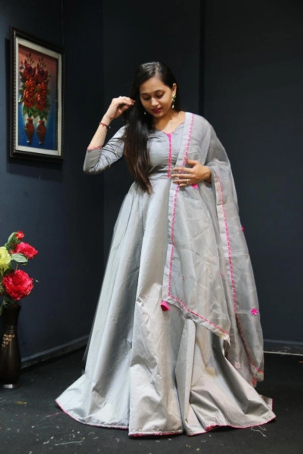 Charmlook Online Payment 🌹 Beautico Look Gown - light silver colour, Free