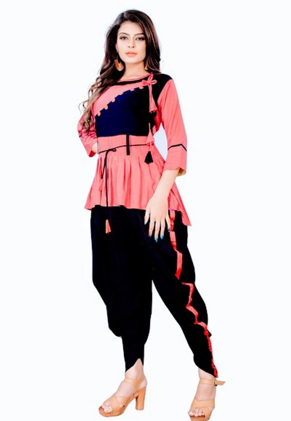 Stylolook *Catalog Name:* Special Solid Rayon Kurti Patiala Sets*Details:*Description: 1 Piece of Kurti and 1 Piece of Patiala Fabric; Kurti: Rayon, Patiala : RayonLength; Kurti: 42 In, Patiala : 40 InSize; Kurti: M-38, L-40, XL-42, XXl-44, Patiala : Free Size upto 44Work; Kurti: Solid , Patiala : Solid Designs(डिज़ाइन): 5💥 *FREE Shipping* (फ्री शिपिंग)💥 *FREE COD* (फ्री केश ऑन डिलीवरी)💥  - Multicoulor, M,L,XL,2XL