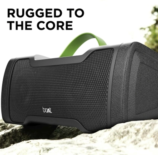 Boat Stone1000 boAt Stone 1000 14 W Portable Bluetooth SpeakerColor: Black, Navy BluePower Output(RMS): 14 WPower Source: USB CableBattery life: 8 hrs | Charging time: 4 hrsBluetooth Version: 2.1Wireless range: 10 mWireless music streaming via BluetoothBuilt-in mic for hands free callingUsing simple touch controls change music tracks and control volumeIPX 5 splashproof- Enjoy music even in the sh - Black, standered