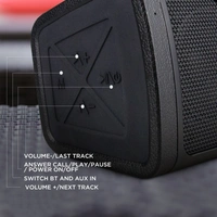Boat Stone1000 boAt Stone 1000 14 W Portable Bluetooth SpeakerColor: Black, Navy BluePower Output(RMS): 14 WPower Source: USB CableBattery life: 8 hrs | Charging time: 4 hrsBluetooth Version: 2.1Wireless range: 10 mWireless music streaming via BluetoothBuilt-in mic for hands free callingUsing simple touch controls change music tracks and control volumeIPX 5 splashproof- Enjoy music even in the sh - Black, standered