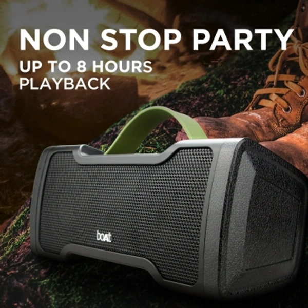 Boat Stone1000 boAt Stone 1000 14 W Portable Bluetooth SpeakerColor: Black, Navy BluePower Output(RMS): 14 WPower Source: USB CableBattery life: 8 hrs | Charging time: 4 hrsBluetooth Version: 2.1Wireless range: 10 mWireless music streaming via BluetoothBuilt-in mic for hands free callingUsing simple touch controls change music tracks and control volumeIPX 5 splashproof- Enjoy music even in the sh - Black, standered