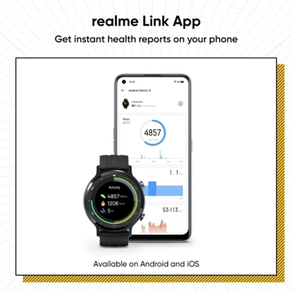 Realm Watch S Display realme Watch SDisplay Size: 1.3 inch, 33 mm3.3cm (1.3 inch) Auto Brightness TouchscreenHeart Rate & Blood Oxygen Monitor, IP68 Water Resistant with 16 Sport Modes100+ Stylish Watch Faces to be Updated via OTA | Aluminium Alloy Case for a Premium Look and DurabilityMagnetic Charging Base for Hassle-free ChargingTouchscreenFitness & OutdoorBattery Runtime: Upto 15 days7 day seller re - Black, standerd
