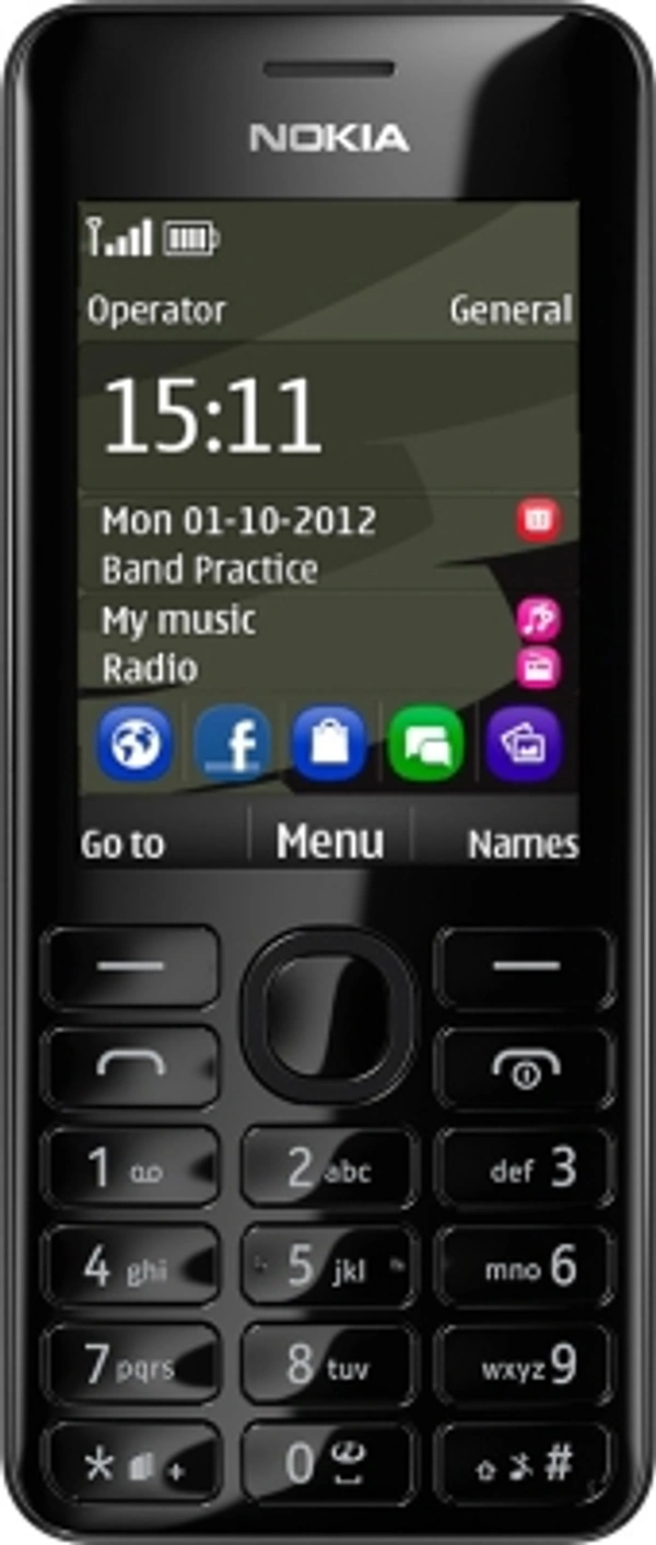 Nokia ASHA 206 Nokia Asha 20632 MB RAM | 64 MB ROM | Expandable Upto 32 GB6.1 cm (2.4 inch) QVGA Display1.3MP Rear Camera1200 mAh Battery7 Days Replacement Policy, No questions asked. - Black, standered