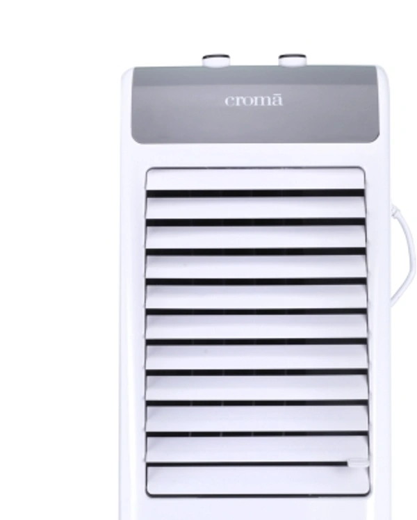 Caroma 29 L Croma 29 L Tower Air CoolerColor: Grey, WhiteCapacity: 29 LCooling Area: 280 sq ftAir Throw: 28 ftHeight: 113 cmTank Capacity: 29 LPower Consumption - Cooling: 155 W3 Speed SettingsType: Tower7 Days Replacement Policy, No questions asked. - white, standered