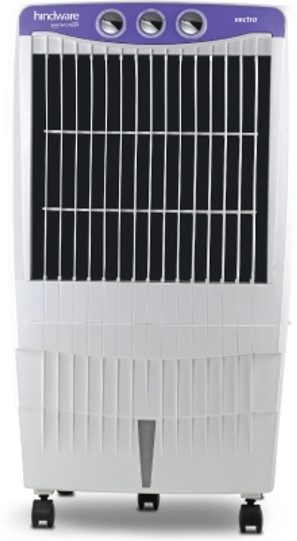 Hindware 85 L Desert Air CoolerColor: LavenderCapacity: 85 LCooling Area: 450 sqftAir Throw: 40 ftHeight: 1100 mmTank Capacity: 85 LPower Consumption - Cooling: 200 W3 Speed SettingsType: Desert7 Days Replacement Policy, No questions asked. - Multicoulor, standered