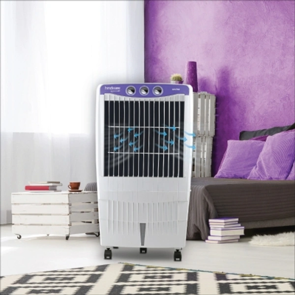 Hindware 85 L Desert Air CoolerColor: LavenderCapacity: 85 LCooling Area: 450 sqftAir Throw: 40 ftHeight: 1100 mmTank Capacity: 85 LPower Consumption - Cooling: 200 W3 Speed SettingsType: Desert7 Days Replacement Policy, No questions asked. - Multicoulor, standered