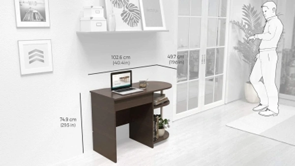 Charmlook HomeStrap Trends Engineered Wood Study TableColor: Urban Teak, WengeMaterial: Particle BoardConfiguration: StraightHeight x Width: 74.9 cm x 102.6 cm (2 ft 5 in x 3 ft 4 in)Storage IncludedKnock Down - Delivered in non-assembled pieces, installation by service partner10 Days Replacement Policy, No questions asked.Hurry, Only 2 left! - Brown, standered