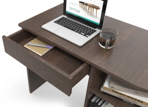 Charmlook HomeStrap Trends Engineered Wood Study TableColor: Urban Teak, WengeMaterial: Particle BoardConfiguration: StraightHeight x Width: 74.9 cm x 102.6 cm (2 ft 5 in x 3 ft 4 in)Storage IncludedKnock Down - Delivered in non-assembled pieces, installation by service partner10 Days Replacement Policy, No questions asked.Hurry, Only 2 left! - Brown, standered