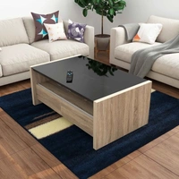 Charmlook Studio Kook Jazz Compact Glass Coffee TableFinish Color: Junglewood, Sleeperwood, WalnutParticle BoardMetalW x H x D: 98 cm x 45 cm x 60 cm (3 ft 2 in x 1 ft 5 in x 1 ft 11 in)Storage IncludedPre Assembled (Ready to Use)10 Days Replacement Policy, No questions asked.Hurry, Only a few left! - Brown, king