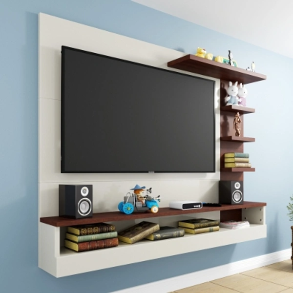Charmlook CuteKitchen CKET11KF Entertainment Unit Engineered Wood TV Entertainment UnitMaterial: Particle BoardW x H x D: 189 cm x 149 cm x 27 cm (6 ft 2 in x 4 ft 10 in x 10 in)Ideal TV Size: 65 inchNumber of Drawers: 0, Number of Open Shelves: 6, Number of Closed Shelves: 0Delivery Condition: DIY - Basic assembly to be done with simple tools by the customer, comes with instructions.10 Days - king