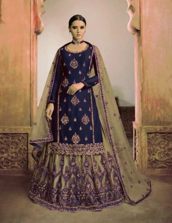 Charmlook Ladies VIP Pakistani Suit - Multicolour, semi stitched Free Full size