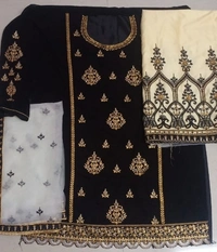 Charmlook Ladies VIP Pakistani Suit - Multicolour, semi stitched Free Full size