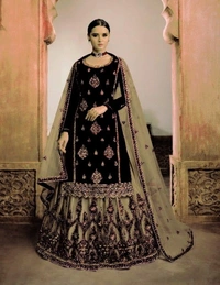 Charmlook Ladies VIP Pakistani Suit - Multicolour, semi stitched Free Full size