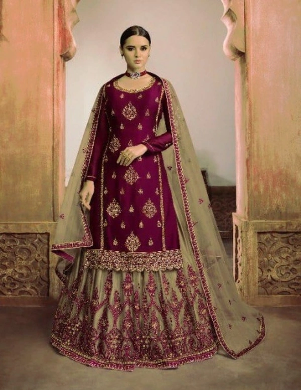 Charmlook Ladies VIP Pakistani Suit - Multicolour, semi stitched Free Full size