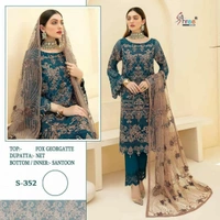Charmlook Ladies Designer VIP Pakistani Suit - Multicolour, Free
