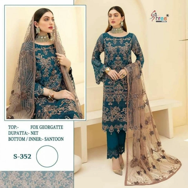 Charmlook Ladies Designer VIP Pakistani Suit - Multicolour, Free