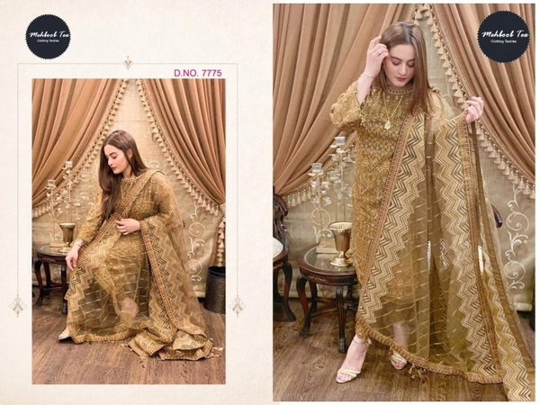 Charmlook Ladies Golden Designer Pakistani Suit - Multicolour, As in Description