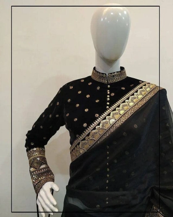 Stylolook Brand/Aristocrat Saree With Blouse - Black, Maroon,Black Grey,light Blue,Blue,Green,Grey,olive,Mehandi,Royal Blue, M,L,XL