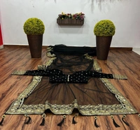 Stylolook Brand/Aristocrat Saree With Blouse - Black, Maroon,Black Grey,light Blue,Blue,Green,Grey,olive,Mehandi,Royal Blue, M,L,XL