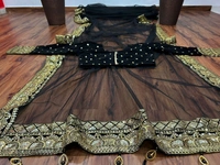 Stylolook Brand/Aristocrat Saree With Blouse - Black, Maroon,Black Grey,light Blue,Blue,Green,Grey,olive,Mehandi,Royal Blue, M,L,XL