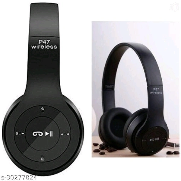 P47 Wireless Bluetooth Sports Headphone With Microphone Stereo FM,SD Card Support - Black, Free 