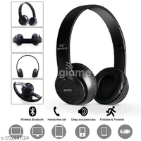 P47 Wireless Bluetooth Sports Headphone With Microphone Stereo FM,SD Card Support - Black, Free 