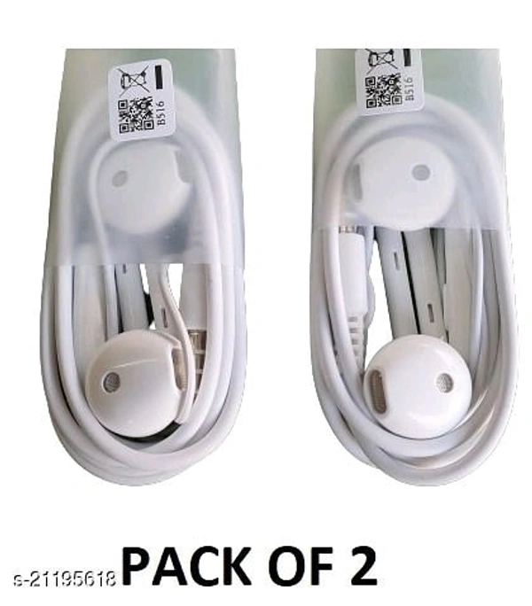 Wired Earphone Pack Of 2 - white
