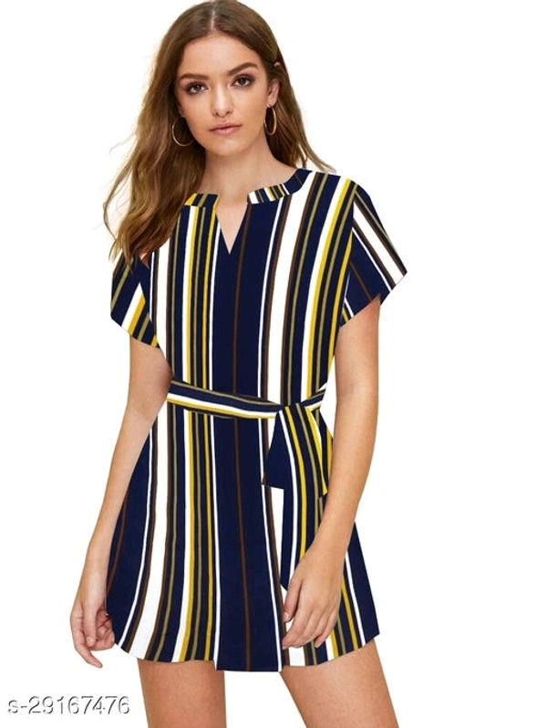 Shirt Dress With Belt - Dark multi color,  Light multi color , S  M  L  XL 