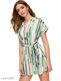 Shirt Dress With Belt - Dark multi color,  Light multi color , S  M  L  XL 