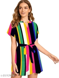 Shirt Dress With Belt - Dark multi color,  Light multi color , S  M  L  XL 