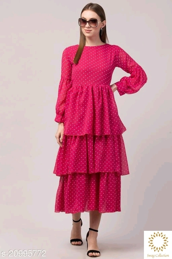 Polka Dots Dress - Black, Pink, Red, S  M  L