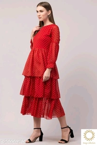 Polka Dots Dress - Black, Pink, Red, S  M  L