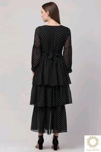 Polka Dots Dress - Black, Pink, Red, S  M  L