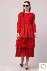 Polka Dots Dress - Black, Pink, Red, S  M  L