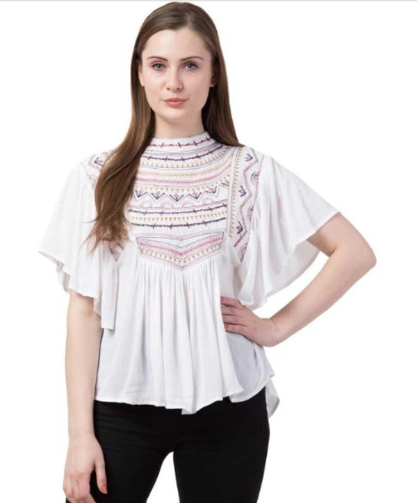 Embroidered Top - Red, Black, White, yellow , S  M  L